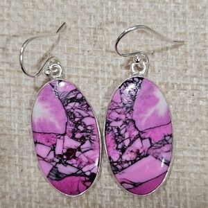 Cherry Blossom  Turquoise and 925 Sterling Silver Dangle Earrings
